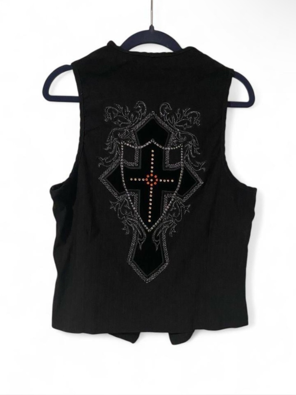 Embellished Black Sleeveless Cross Back Bodysuit